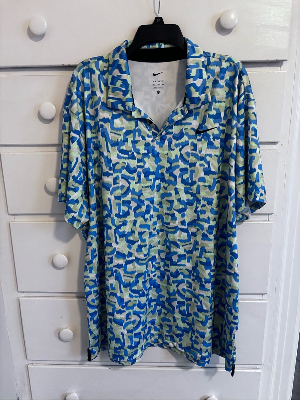 Nike Golf Men’s Blue & Light Green Abstract Print Polo